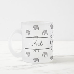 Elephant Geometric Monogram Black and White Two-T Mattglastasse