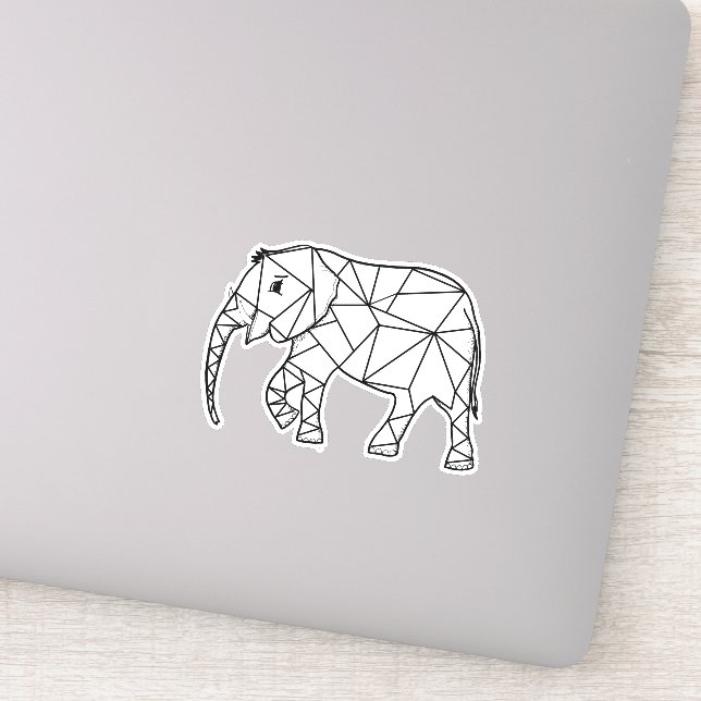 Elephant Geometric Simple Lines weiß und schwarz | Aufkleber (Detail)