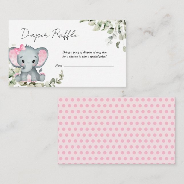 Elephant Girl Baby Duwer Diaper Begleitkarte (Vorne/Hinten)