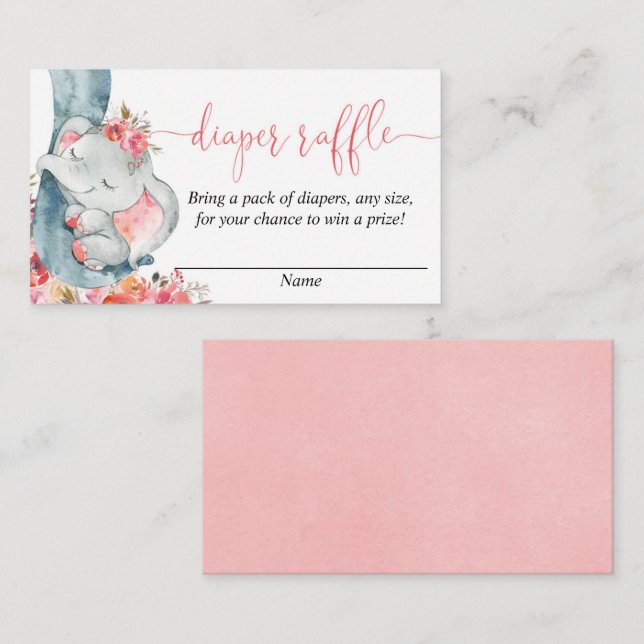 Elephant Girl Duschdiapkarten Begleitkarte (Vorne/Hinten)