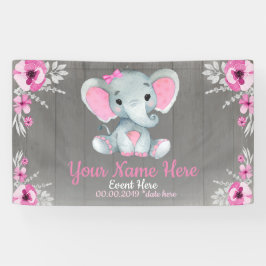 Elephant Girl Hintergrund Rosa Name Rustikale Blum Banner