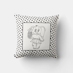 Elephant Girl Modern Baby for Kids Grau Polka Kissen