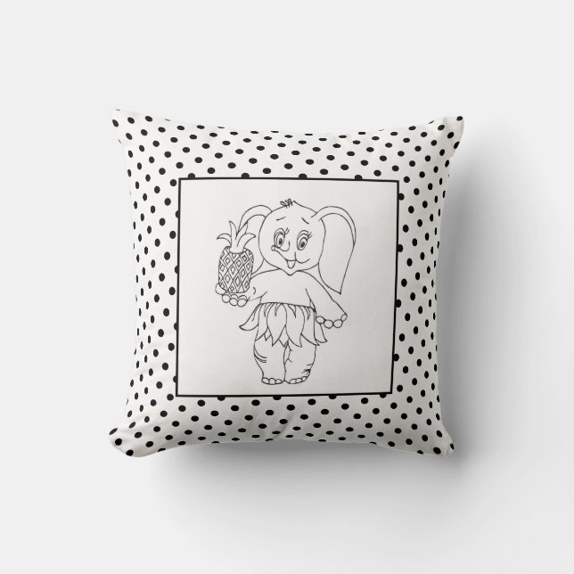 Elephant Girl Modern Baby for Kids Grau Polka Kissen (Vorderseite)