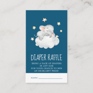 Elephant Girl Navy Baby Duwer Diaper Raffle Begleitkarte
