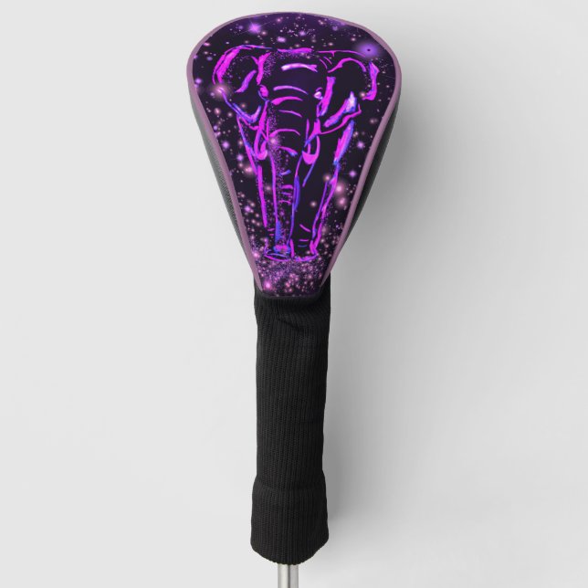 Elephant Golf Head Cover In Purple Pink Night Golf Headcover (Vorderseite)