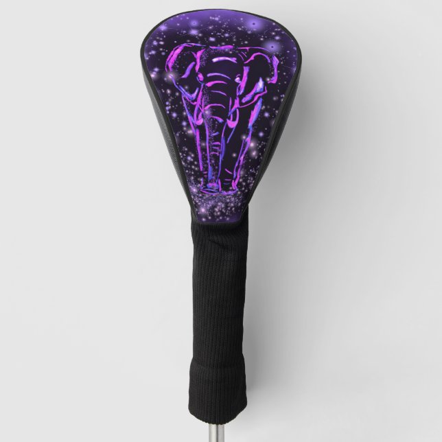 Elephant Golf Head Cover Lila Pink Starry Night Golf Headcover (Vorderseite)