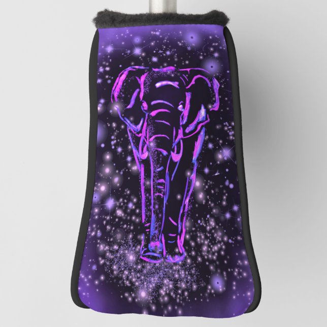 Elephant Golf Head Cover Lila Pink Starry Night Golf Headcover (Rotieren 90)