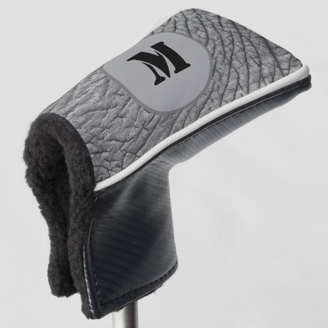 Elephant graue Hautmuster monogramm anpassbar Golf Headcover (3/4 Vorderseite)