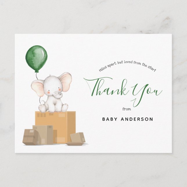 Elephant Green Baby Dusche by Mail Vielen Dank Postkarte (Vorderseite)