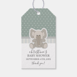 Elephant Green Polka Dots Baby Dusche Vielen Dank Geschenkanhänger