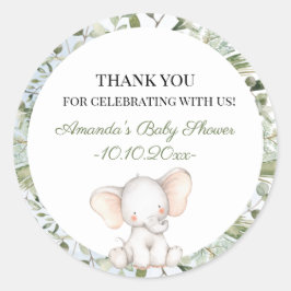 Elephant Greenery Boy Circle Boy Baby Shower Runder Aufkleber