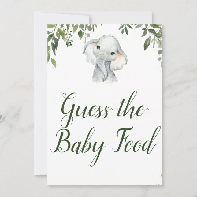 Elephant Guess Baby Food Game Sign Size 12x18" Einladung (Vorderseite)