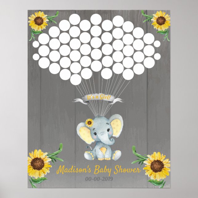 Elephant Guest Book Page Alternative Rustikal gelb Poster (Vorne)