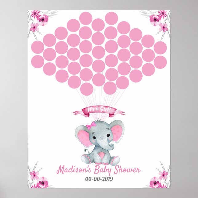 Elephant Guest Book Page Alternative Rustikal rosa Poster (Vorne)