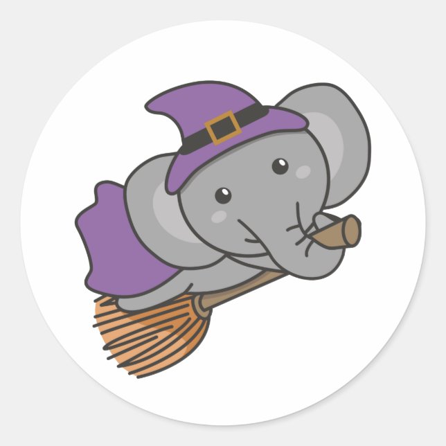 Elephant Halloween Hexenkinder Hexen Kostümklas Runder Aufkleber (Vorderseite)
