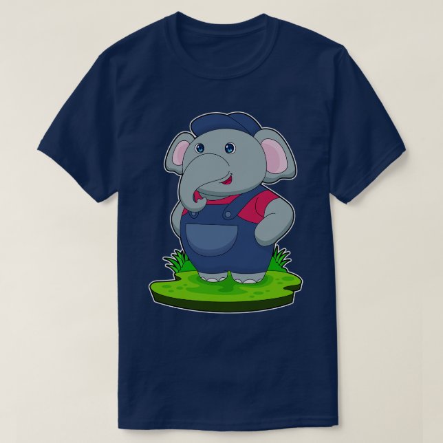 Elephant Handwerker Overalls T-Shirt (Design vorne)