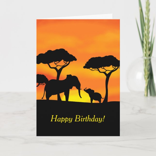 Elephant Happy Birthday Card Karte (Vorderseite)