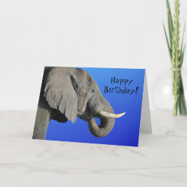 Elephant Happy Birthday Funny Age Blue und Grau Karte