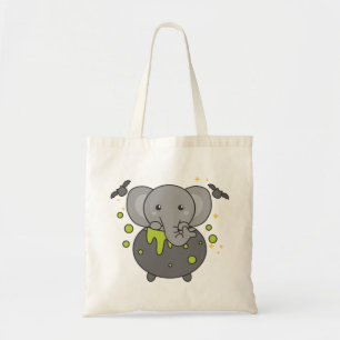 Elephant Happy Halloween Cauldron Bat Tote Bag Tragetasche