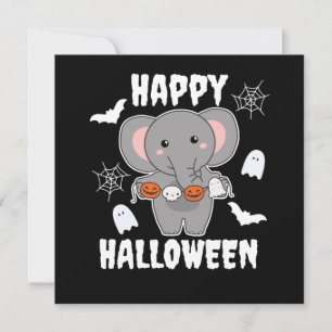 Elephant Happy Halloween Pumpkin Bat Kostüm Einladung