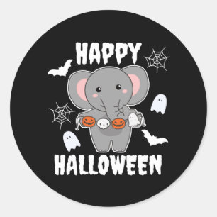 Elephant Happy Halloween Pumpkin Bat Kostüm Runder Aufkleber