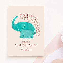 Elephant Happy Valentine's Day Kid Photo Mitteilungskarte