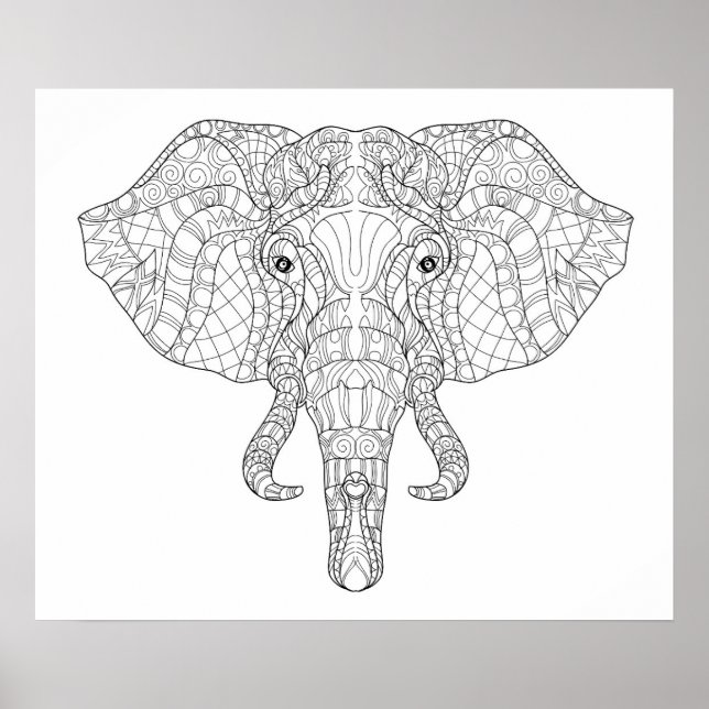 Elephant Head Doodle 4 Poster (Vorne)