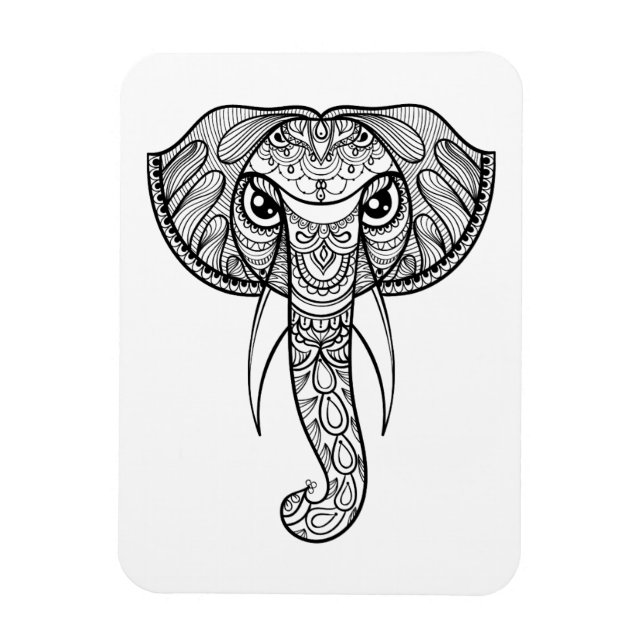 Elephant Head Doodle Magnet (Vertikal)