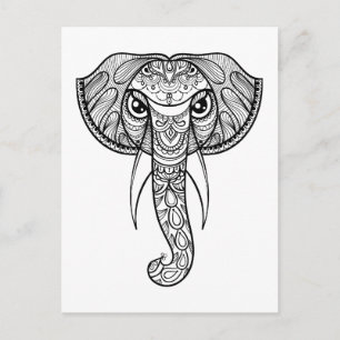 Elephant Head Doodle Postkarte