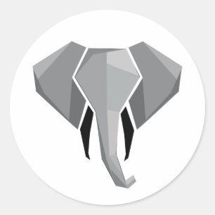 Elephant Head mit einfachen Formen Geometrien Runder Aufkleber