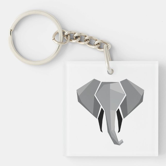 Elephant Head mit einfachen Formen Geometrien Schlüsselanhänger (Vorderseite)