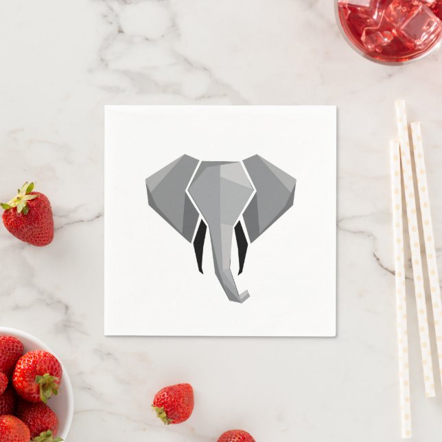 Elephant Head mit einfachen Formen Geometrien Serviette (Beispiel)