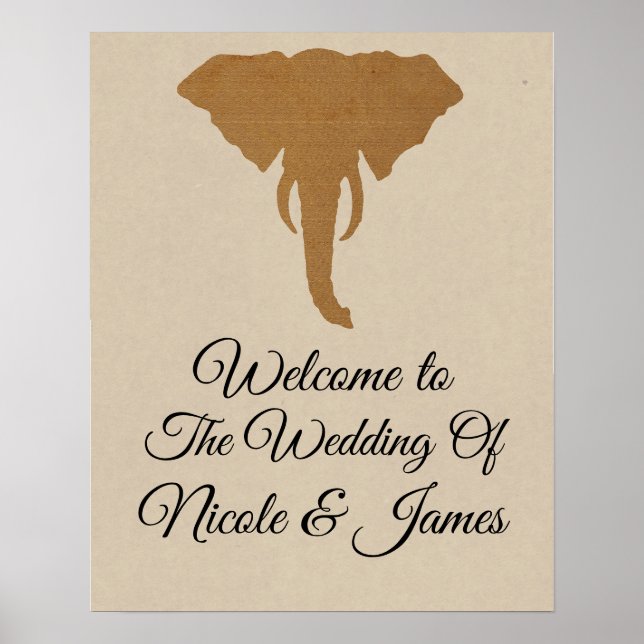 Elephant Head Natural Rustic Safari Chic Banner Poster (Vorne)