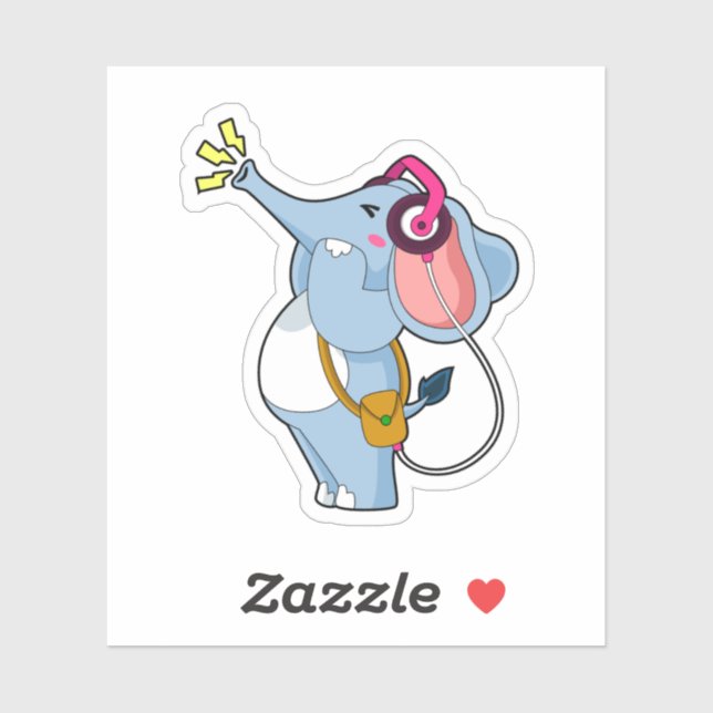 Elephant Headphone Music Aufkleber (Blatt)