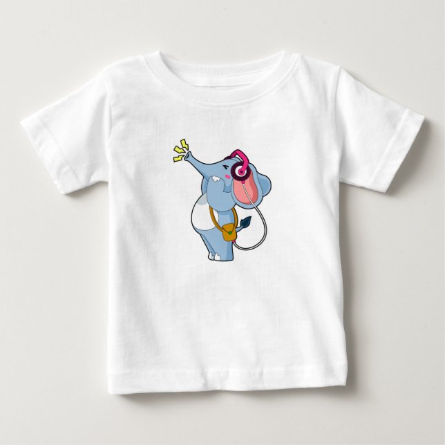 Elephant Headphone Music Baby T-shirt (Vorderseite)