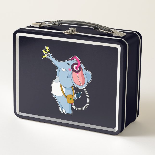 Elephant Headphone Music Metall Brotdose (Vorderseite)