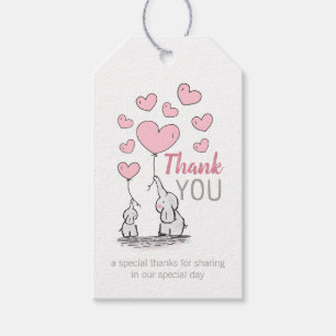 Elephant Hearts Baby Dusche Vielen Dank für Ihre U Geschenkanhänger