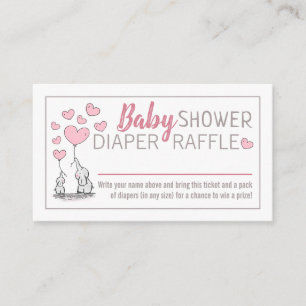 Elephant Hearts Baby Duwer Diaper Raffle Begleitkarte