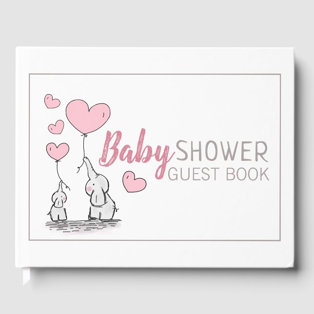 Elephant Hearts Baby Shower Gästebuch (Vorderseite)