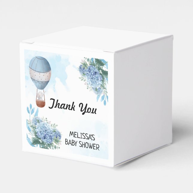 Elephant Heißluftballon blau Hydrangea vielen Dank Geschenkschachtel (Vorderseite)