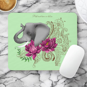 Elephant Henna Lotus Blume Mousepad