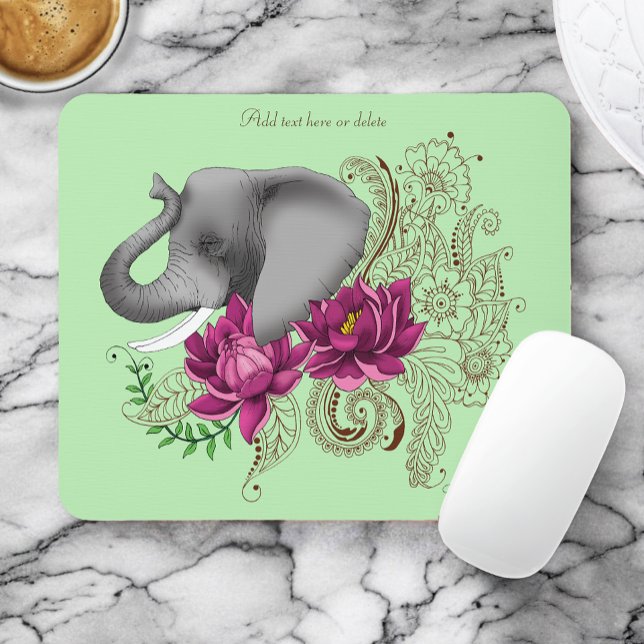 Elephant Henna Lotus Blume Mousepad (Von Creator hochgeladen)