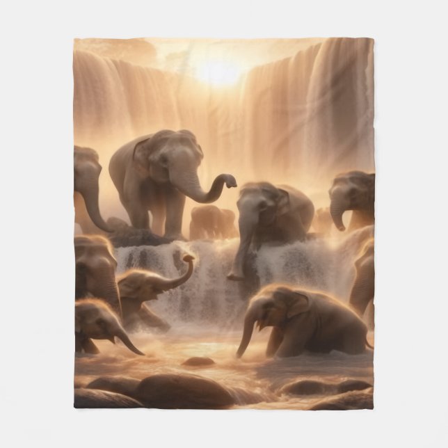 Elephant Herd Fleece Blanket (Vorderseite)