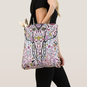 Elephant Hindi India Sugar Skull Muster Tasche