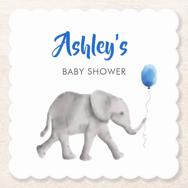 Elephant Holding Balloon Baby Shower Paper Unterse Untersetzer (Vorderseite)
