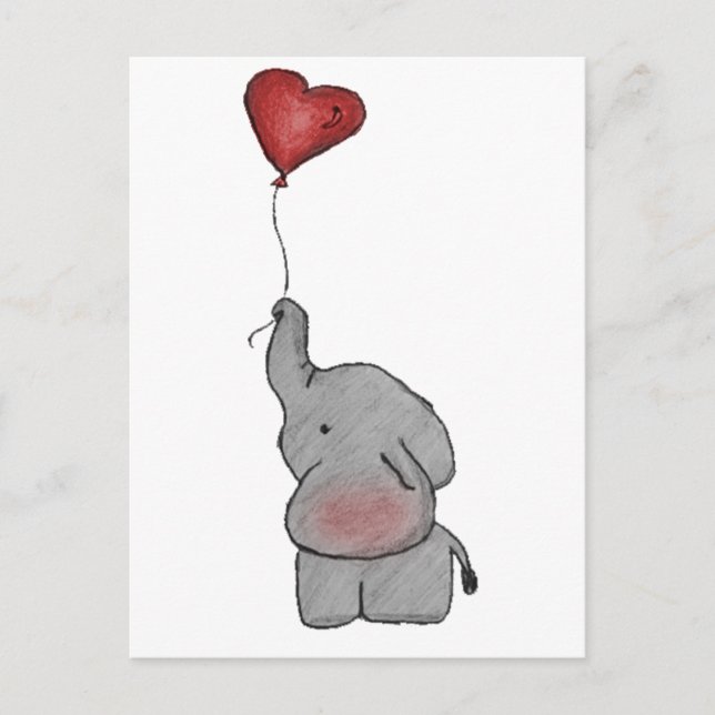 Elephant Holding Balloon Postkarte (Vorderseite)