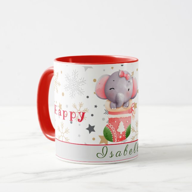 Elephant Holidays Anpassen von Text und Namen Tasse (Vorderseite Links)
