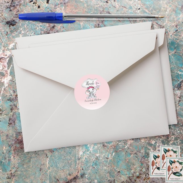 Elephant Hot Air Ballon Vielen Dank Runder Aufkleber (Von Creator hochgeladen)