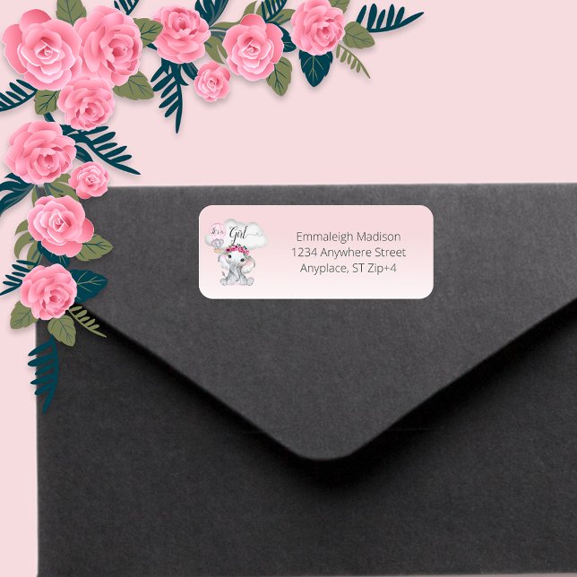 Elephant HotAir Balloon Baby Shower Rücksendeadres (Von Creator hochgeladen)