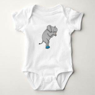 Elephant Ice Skaten Ice Skate Baby Strampler